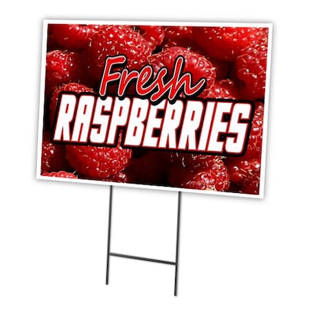 Signmission Fresh Raspberries Yard Sign & Stake outdoor plastic coroplast window, C-1824 Fresh Raspberries C-1824 Fresh Raspberries